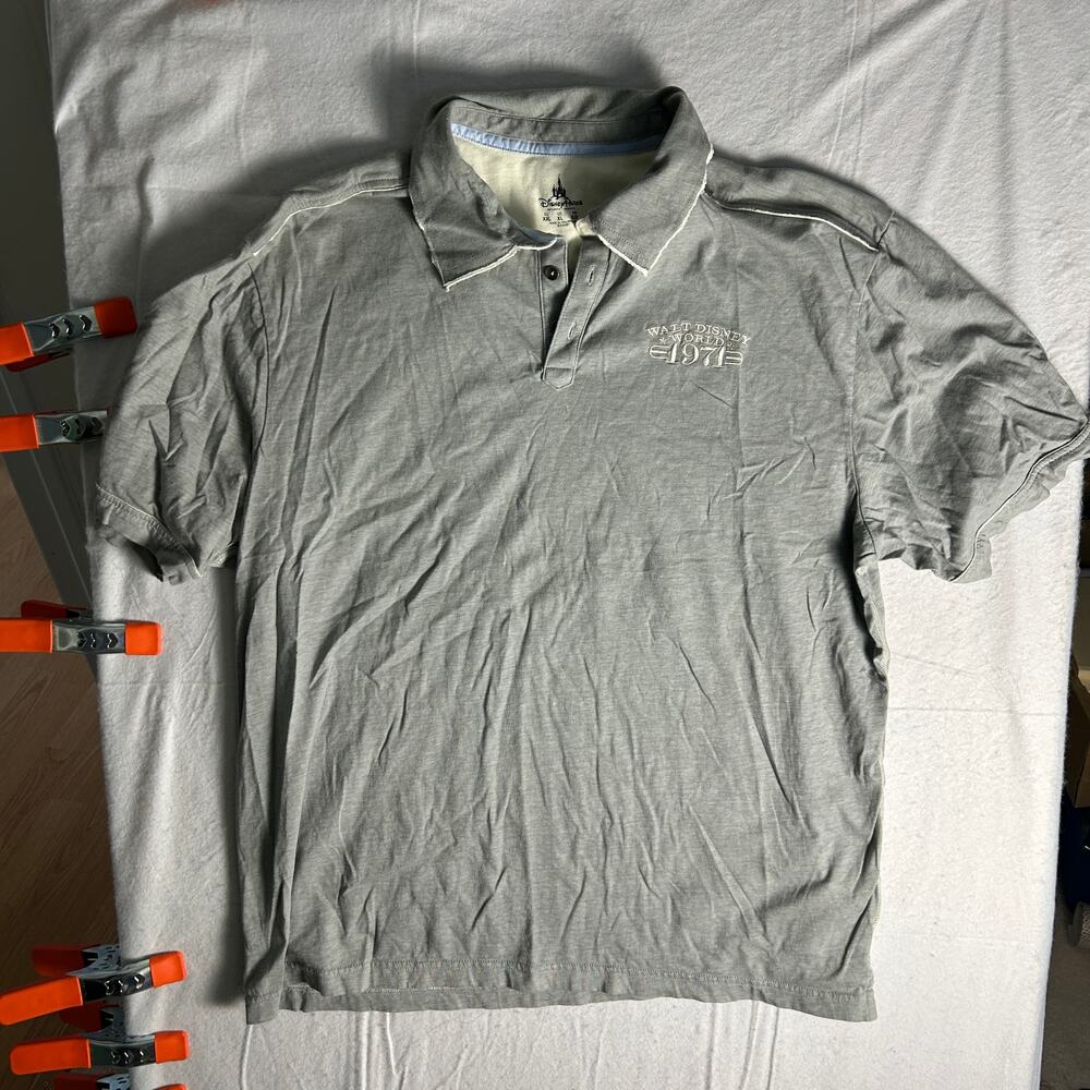 Disney Parks Walt Disney World 1971 Embroidered Polo Mens Size XL Gray